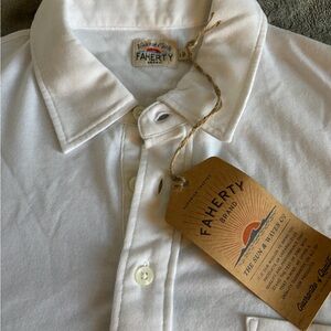 Faherty White Pocket Polo Shirt